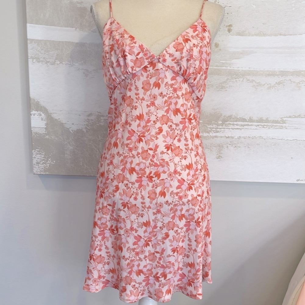 Orange Creamsicle Floral Spaghetti Strap dress